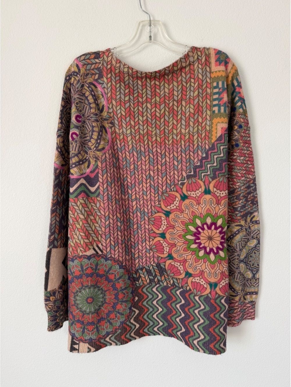 John Mark NWT Long Sleeve Round Neck Patchwork Floral Boho Sweater Size 2X - Picture 2 of 8